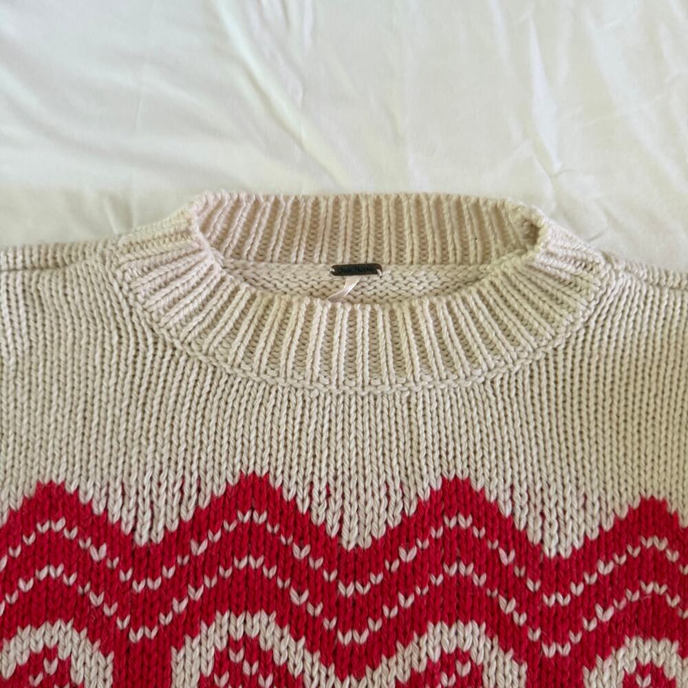 Free People Heart Knit Mock Neck Pullover Sweater L Wool Alpaca - Picture 2 of 9